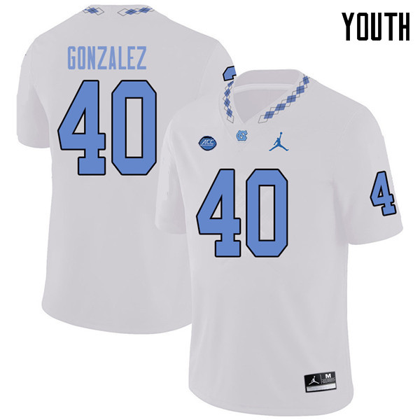 Jordan Brand Youth #40 Dilan Gonzalez North Carolina Tar Heels College Football Jerseys Sale-White